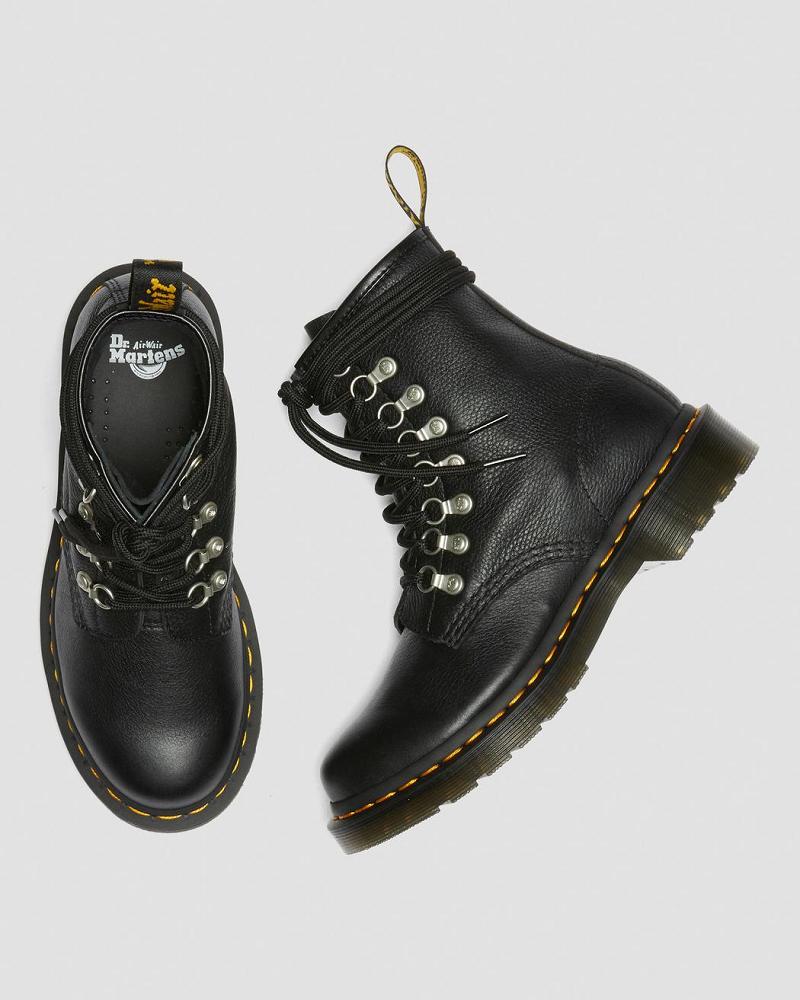 Black Women's Dr Martens 1460 Laced Virginia Leather Lace Up Boots | CA 168QMA